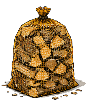 Anfeuerholz im Sack